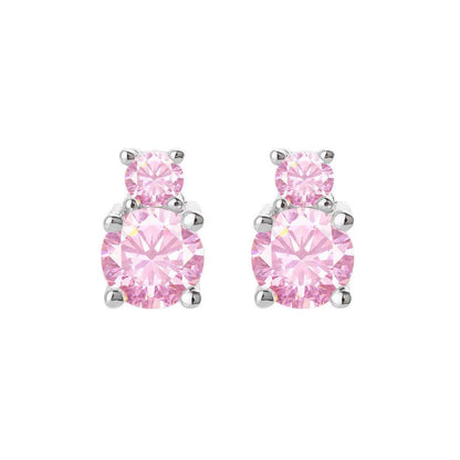 Pink Sterling Silver Ear Studs – Crystal Design, Multiple Styles