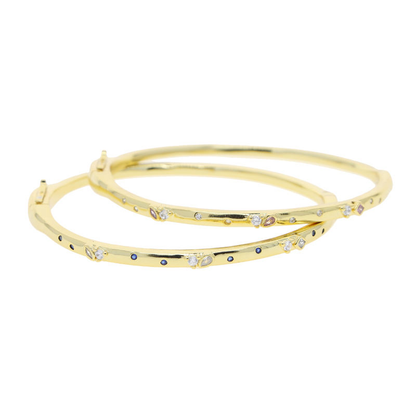 Twilight Gleam Thin Bangle – Gold-Plated Bracelet with White or Pink Zircon