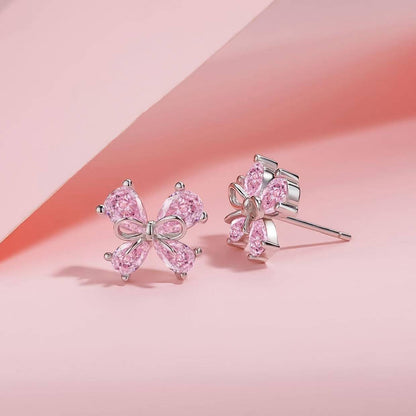 Pink Sterling Silver Ear Studs – Crystal Design, Multiple Styles