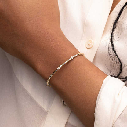 Twilight Gleam Thin Bangle – Gold-Plated Bracelet with White or Pink Zircon