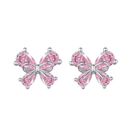 Pink Sterling Silver Ear Studs – Crystal Design, Multiple Styles