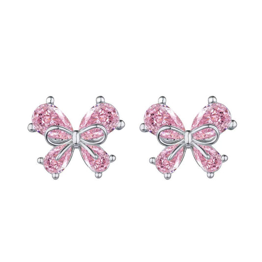 Pink Sterling Silver Ear Studs – Crystal Design, Multiple Styles