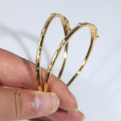 Twilight Gleam Thin Bangle – Gold-Plated Bracelet with White or Pink Zircon