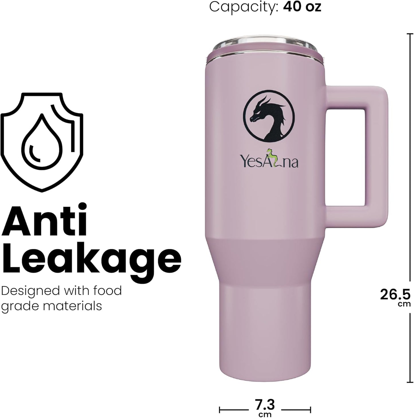 40oz Insulated Tumbler with Straw & Handle – Leak-Proof Stainless Steel