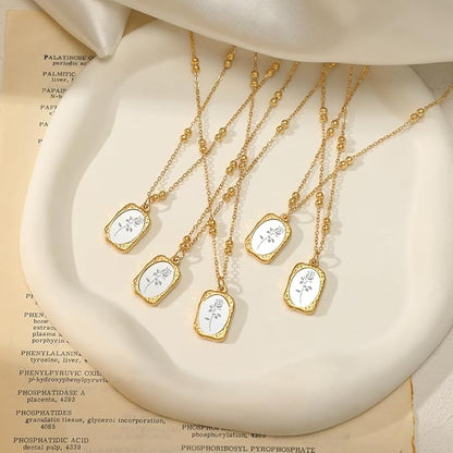 Gold & Silver Rose Pattern Pendant Necklace – 18K Plated Tarnish-Free Jewelry