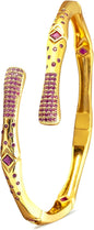 Yesalna Geometric Gold-Plated Bangle Bracelet for Women – Adjustable Open Cuff Design, Tarnish-Resistant Fashion Jewelry