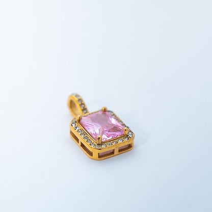 Pink Heart Pendant Necklace – 18K Gold-Plated Vintage Style on Rope Chain | Yesalna
