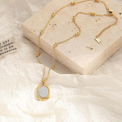Gold & Silver Rose Pattern Pendant Necklace – 18K Plated Tarnish-Free Jewelry