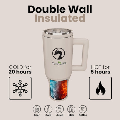 40oz Insulated Tumbler with Straw & Handle – Leak-Proof Stainless Steel