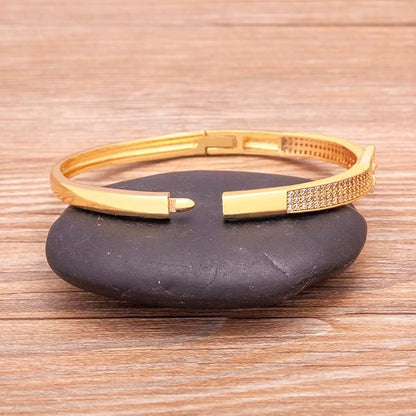 Three-Layered Gold-Plated Crystal Bangle – Elegant Tarnish-Free Bracelet for Women, Perfect Gift Jewelry