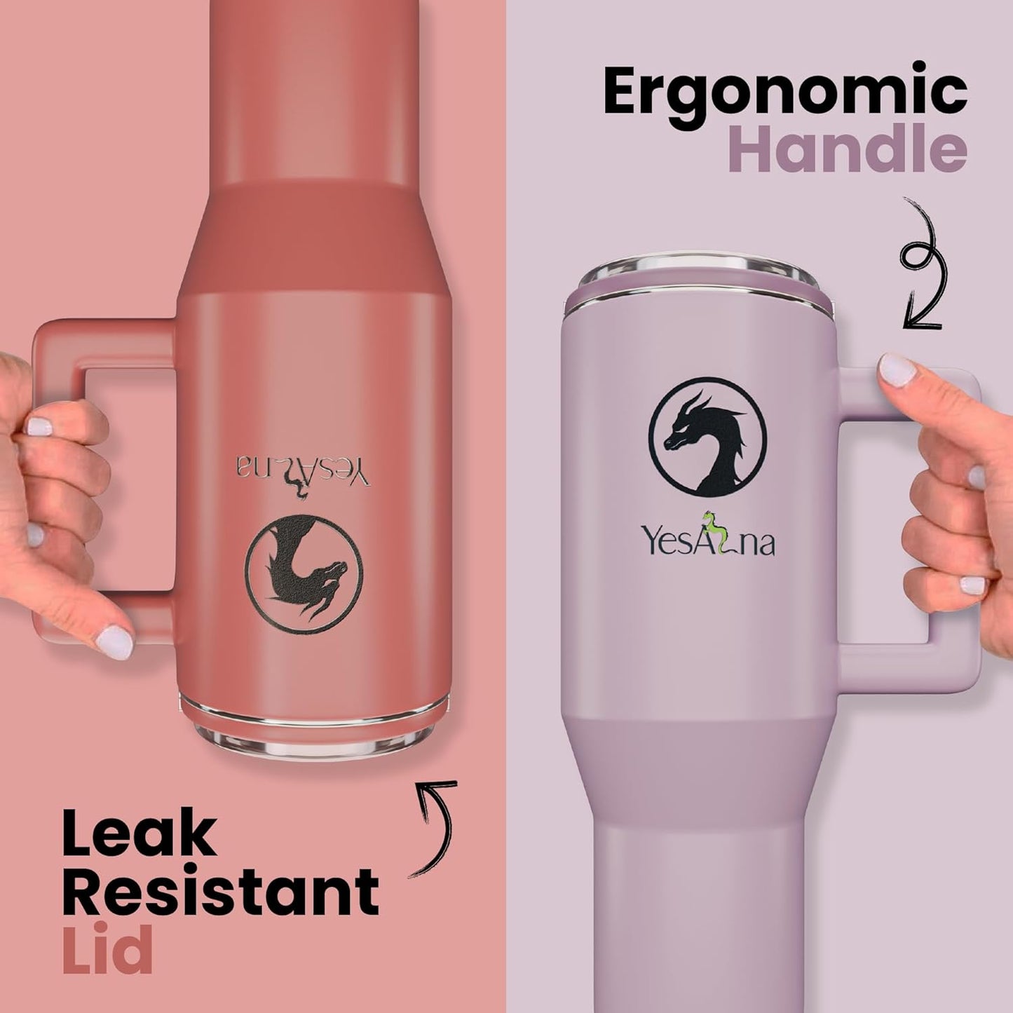 40oz Insulated Tumbler with Straw & Handle – Leak-Proof Stainless Steel