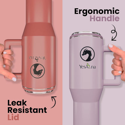 40oz Insulated Tumbler with Straw & Handle – Leak-Proof Stainless Steel