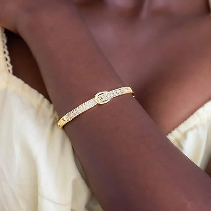 Three-Layered Gold-Plated Crystal Bangle – Elegant Tarnish-Free Bracelet for Women, Perfect Gift Jewelry