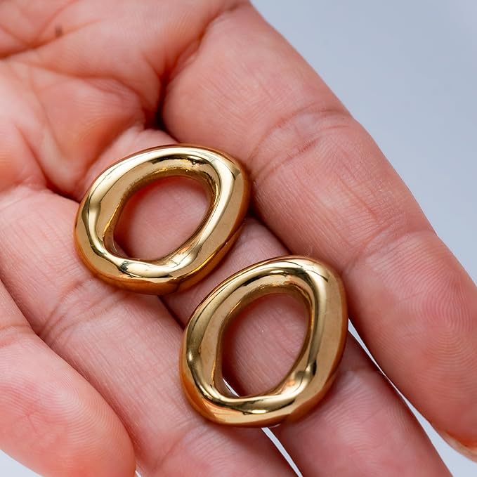 Chunky Irregular Hoop Earrings – Gold or Silver | Tarnish-Free Stainless Steel by Yesalna