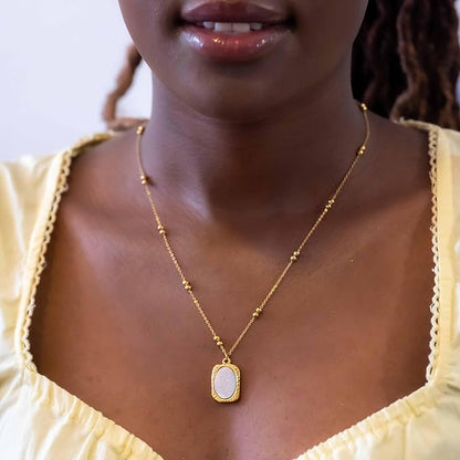 Gold & Silver Rose Pattern Pendant Necklace – 18K Plated Tarnish-Free Jewelry