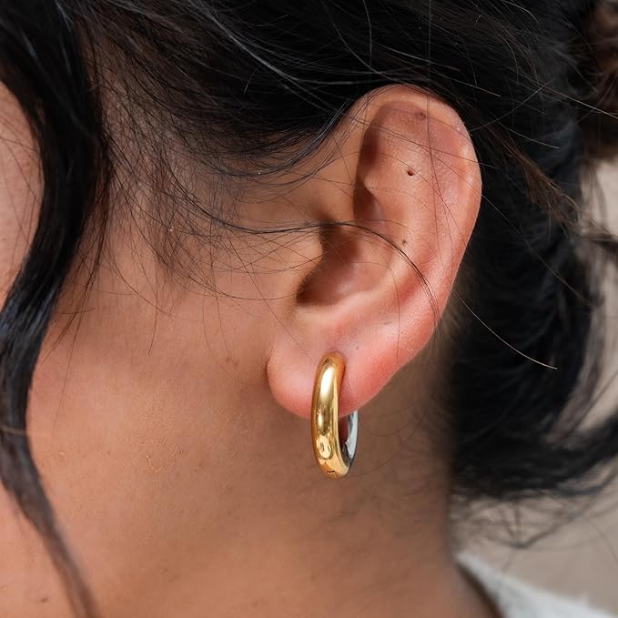 14K Gold-Plated Titanium Hoop Earrings – Lightweight & Tarnish-Free