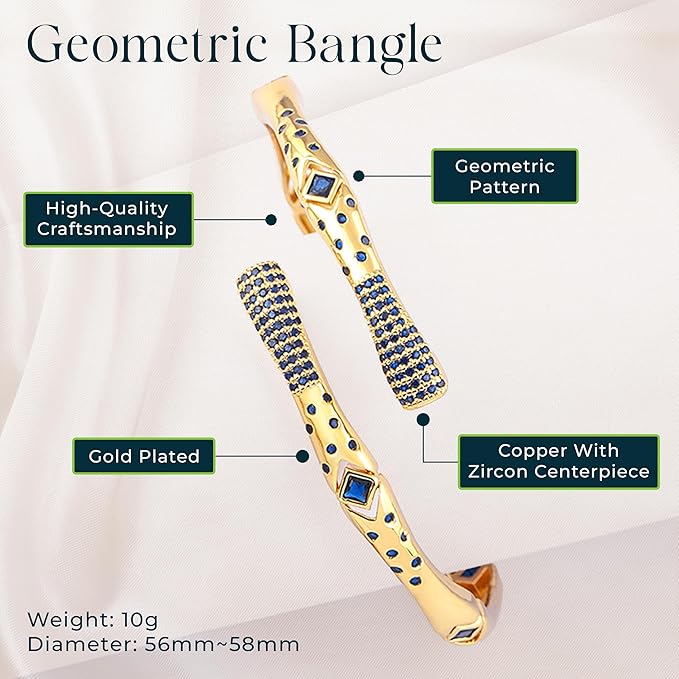 Yesalna Geometric Gold-Plated Bangle Bracelet for Women – Adjustable Open Cuff Design, Tarnish-Resistant Fashion Jewelry