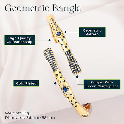 Yesalna Geometric Gold-Plated Bangle Bracelet for Women – Adjustable Open Cuff Design, Tarnish-Resistant Fashion Jewelry