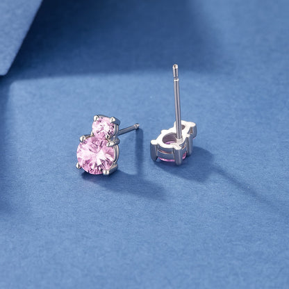 Pink Sterling Silver Ear Studs – Crystal Design, Multiple Styles