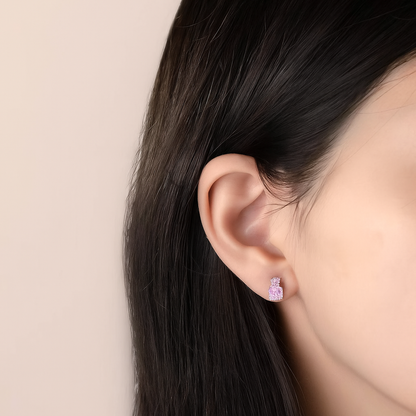Pink Sterling Silver Ear Studs – Crystal Design, Multiple Styles
