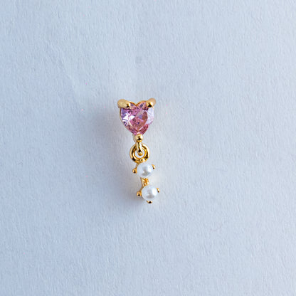 Pink Heart Stud Earrings Set – 18K Gold-Plated Tiny Everyday Jewelry