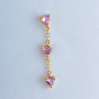 Pink Heart Stud Earrings Set – 18K Gold-Plated Tiny Everyday Jewelry
