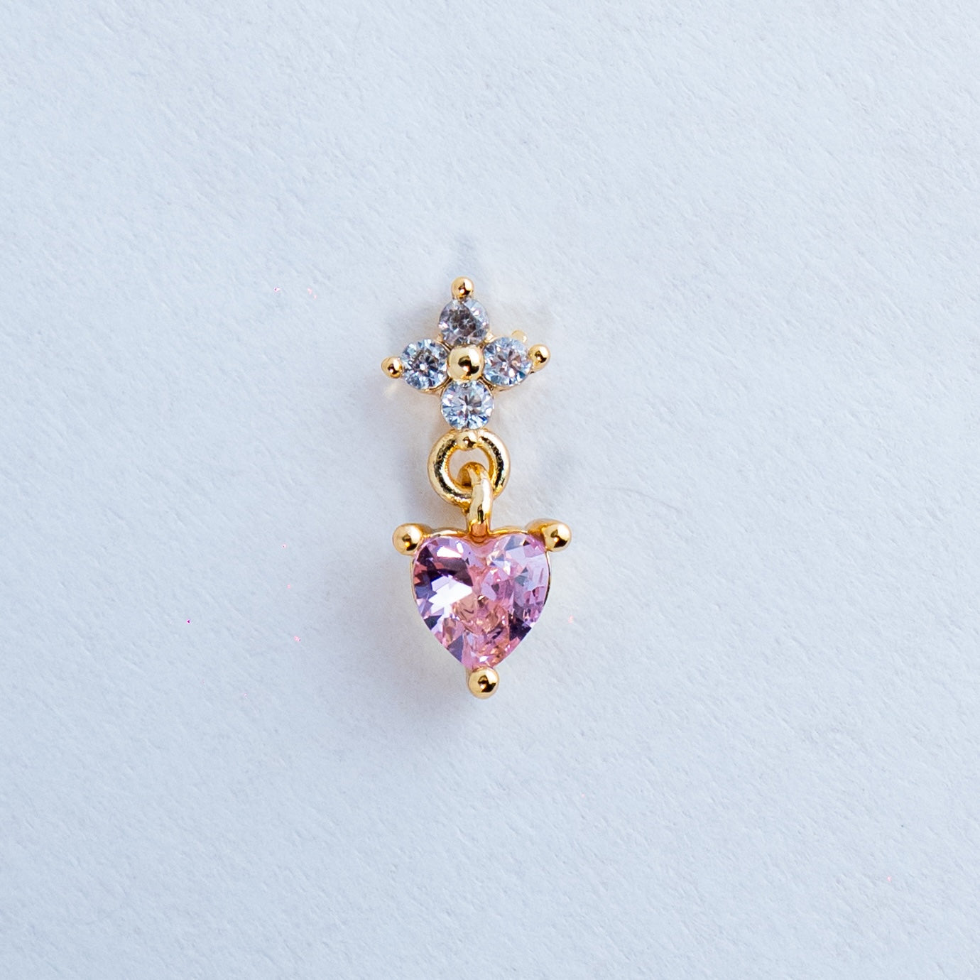 Pink Heart Stud Earrings Set – 18K Gold-Plated Tiny Everyday Jewelry