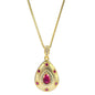 Vintage Ruby Pendant Necklace – 18K Gold-Plated Sterling Silver, Pear-Cut