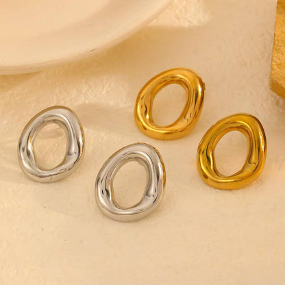 Chunky Irregular Hoop Earrings – Gold or Silver | Tarnish-Free Stainless Steel by Yesalna
