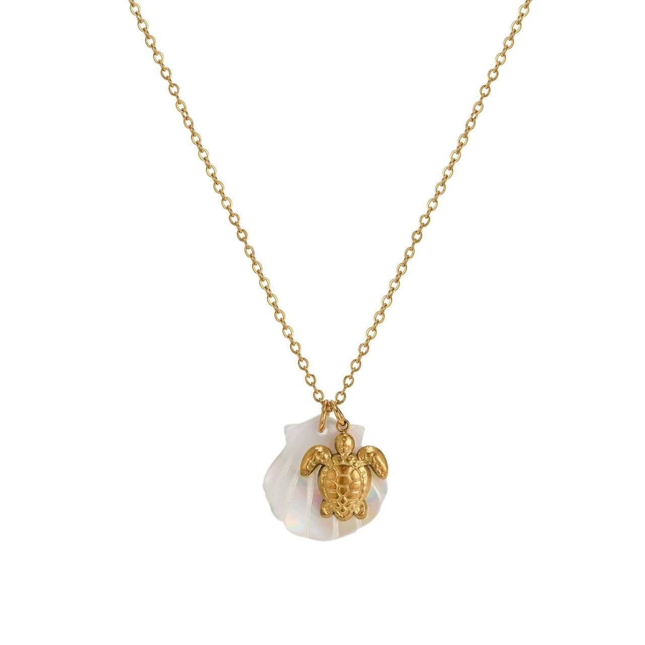 Yesalna Shell Necklace for Women – Adjustable Beach Jewelry with Starfish or Turtle Charm, Shiny Summer Accessory for Weddings, Parties & Gifts