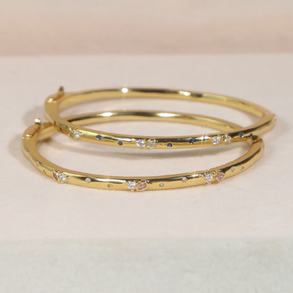 Twilight Gleam Thin Bangle – Gold-Plated Bracelet with White or Pink Zircon