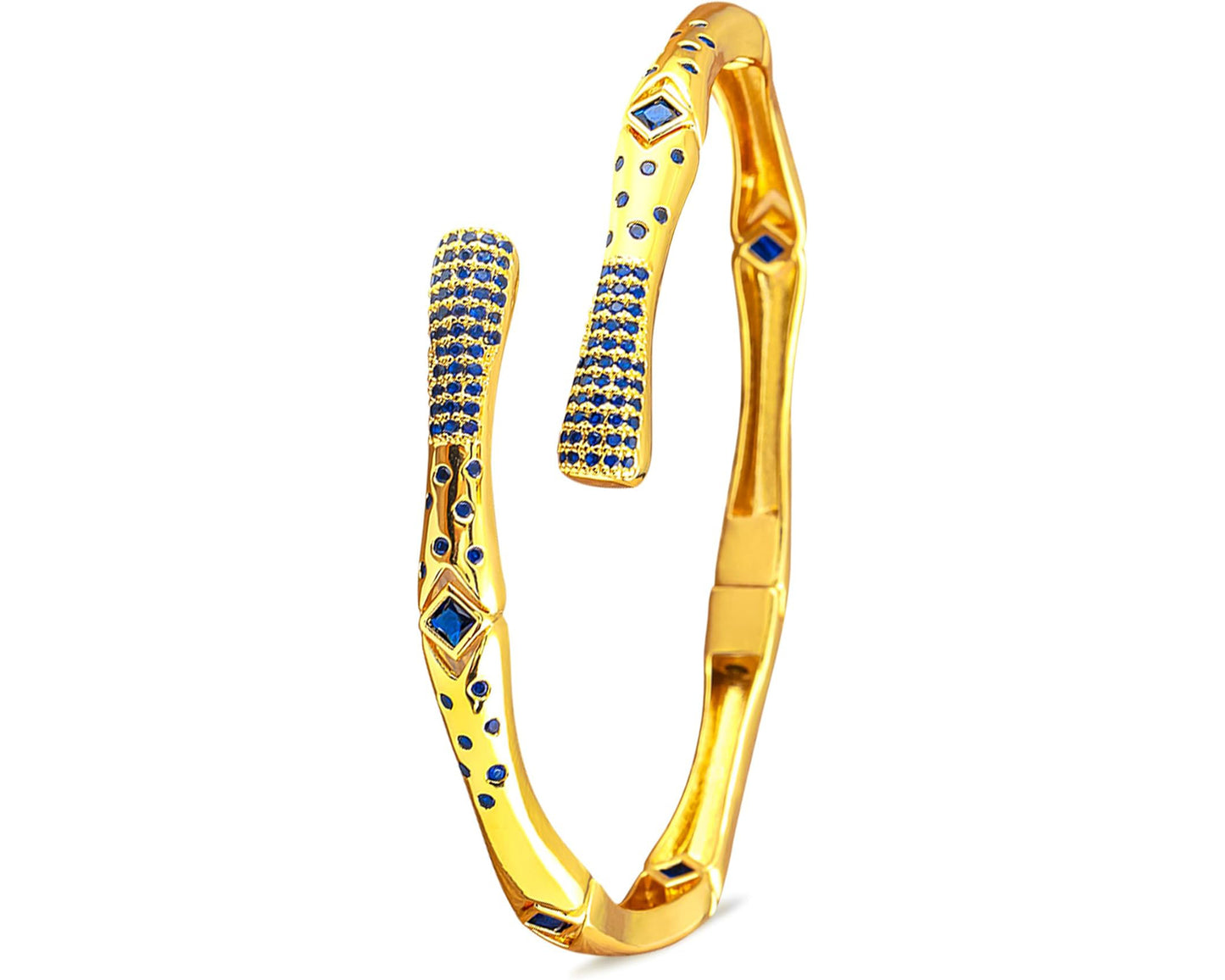 Yesalna Geometric Gold-Plated Bangle Bracelet for Women – Adjustable Open Cuff Design, Tarnish-Resistant Fashion Jewelry