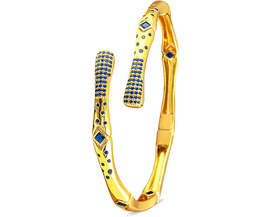Yesalna Geometric Gold-Plated Bangle Bracelet for Women – Adjustable Open Cuff Design, Tarnish-Resistant Fashion Jewelry