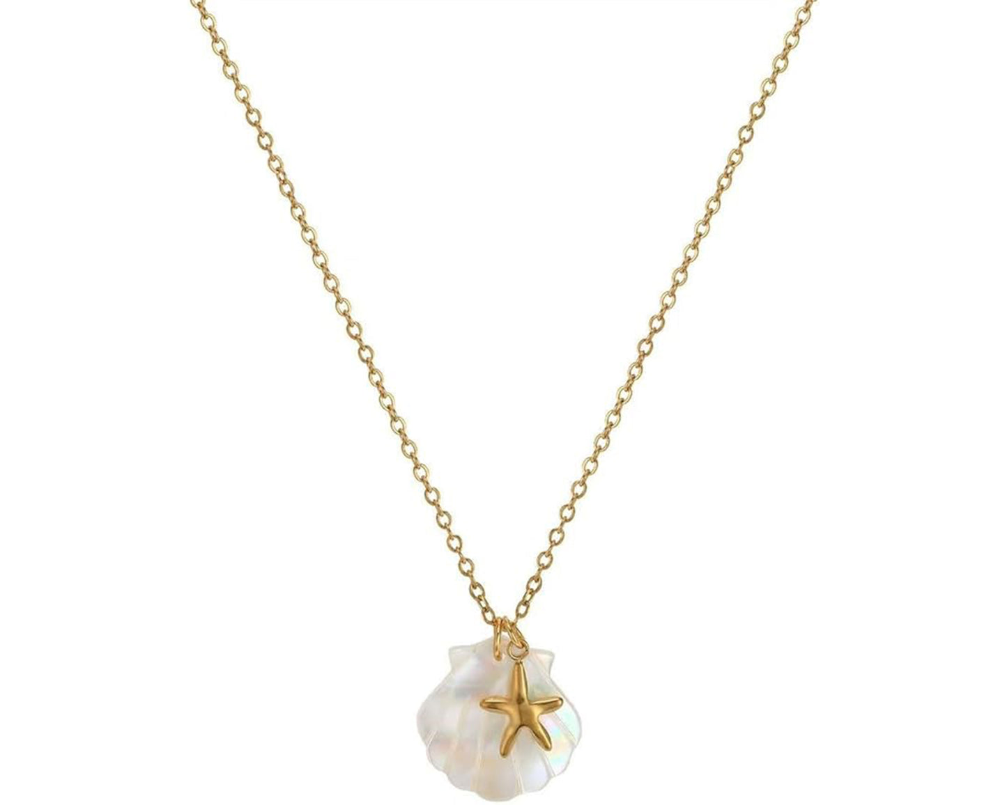 Yesalna Shell Necklace for Women – Adjustable Beach Jewelry with Starfish or Turtle Charm, Shiny Summer Accessory for Weddings, Parties & Gifts