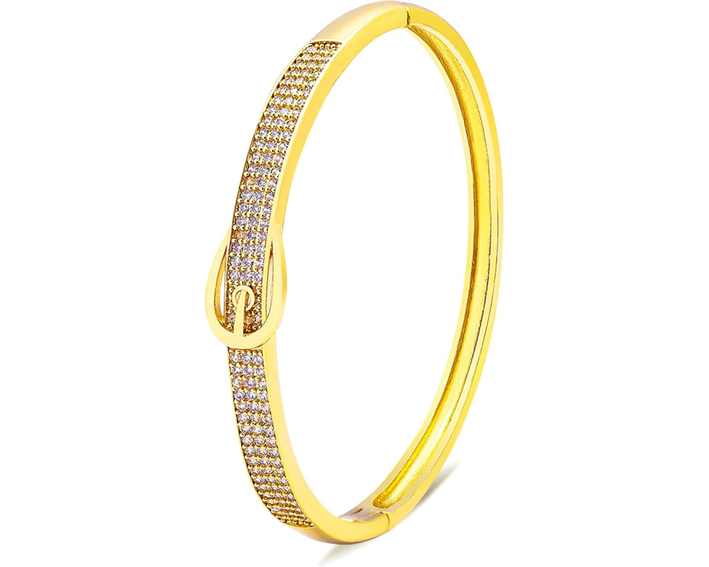 Three-Layered Gold-Plated Crystal Bangle – Elegant Tarnish-Free Bracelet for Women, Perfect Gift Jewelry