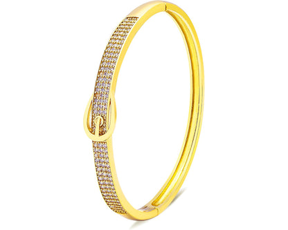 Three-Layered Gold-Plated Crystal Bangle – Elegant Tarnish-Free Bracelet for Women, Perfect Gift Jewelry