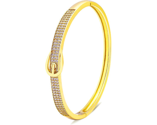 Three-Layered Gold-Plated Crystal Bangle – Elegant Tarnish-Free Bracelet for Women, Perfect Gift Jewelry